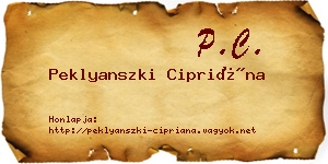 Peklyanszki Cipriána névjegykártya